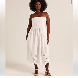 Abercrombie Emerson Poplin Eyelet Midi Dress size Small Tall